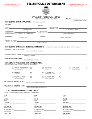 Application for Firearm Licence