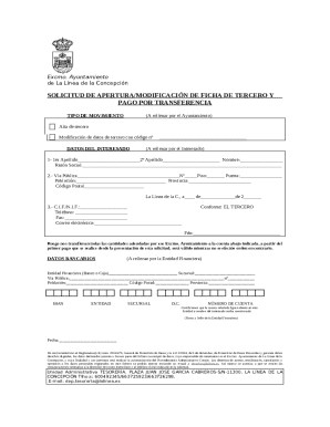 Solicitud alta o modificacin de datos de terceros en el ...