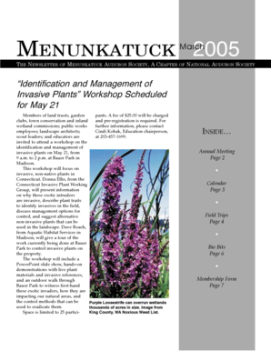 MENUNKATUCK 2005 March THE NEWSLETTER OF MENUNKATUCK AUDUBON SOCIETY, A CHAPTER OF NATIONAL AUDUBON SOCIETY Identification and Management of Invasive Plants Workshop Scheduled for May 21 Members of land trusts, garden pants