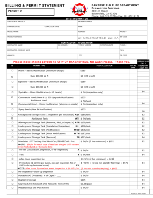 Bakersfield Fire Department Permit Application