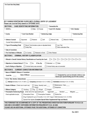Kansas Sentencing Guidelines Journal Entry of Judgment