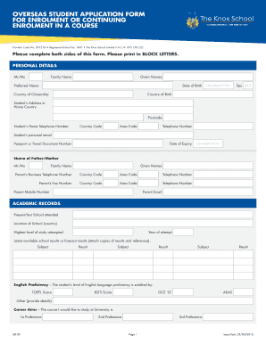 Overseas Student Application Form
