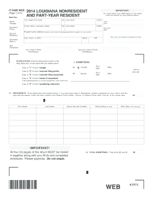 Louisiana Nonresident and Part-Year Resident Tax Form