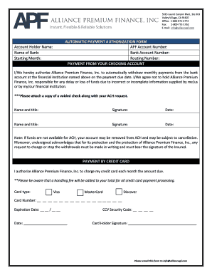 Automatic Payment Authorization Form