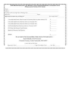 EAS Membership and Life Member Dues Payment Form