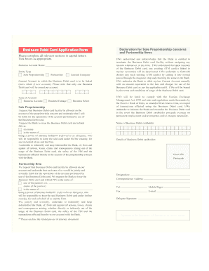 Business Debit Card Application Form