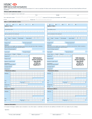 HSBC Add-on Credit Card Application