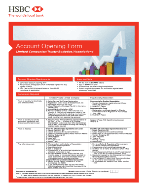 HSBC Account Opening Form for Business Entities