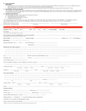 NRI Personal Account Opening Form