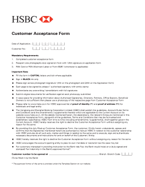 HSBC Customer Acceptance Form
