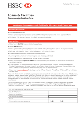 HSBC Loan Application Form for Micro and Small Enterprises