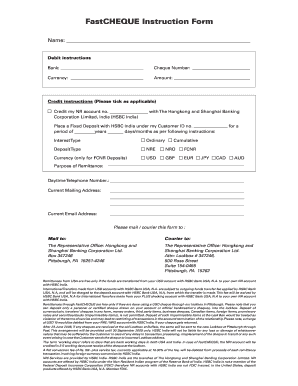 FastCHEQUE Debit Instructions Form