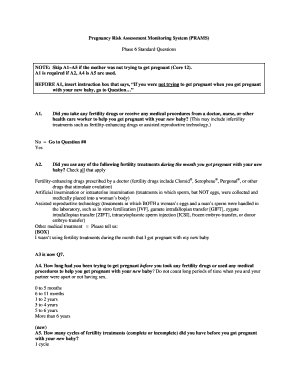 Pregnancy Risk Assessment Monitoring System Form