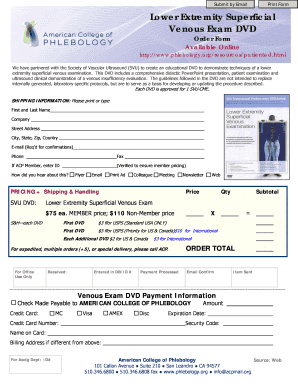 Lower Extremity Venous Exam DVD Order Form