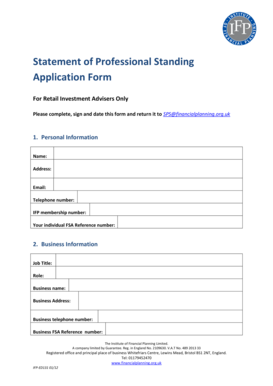 Statement of Professional Standing Application Form