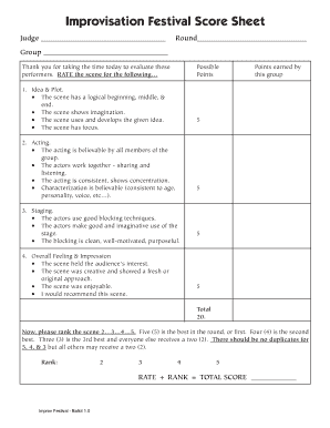 Improvisation Festival Score Sheet