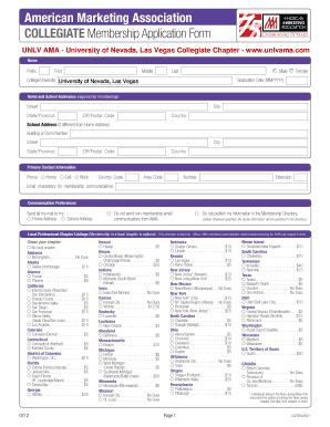 American Marketing Association Collegiate Membership Application Form
