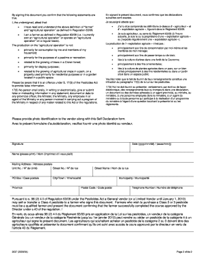Ontario Farmer Self Declaration for Class 4 Pesticide Purchase