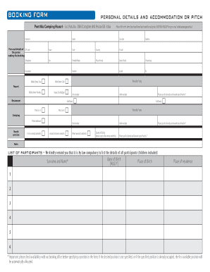 PuntAla Camping Resort Booking Form