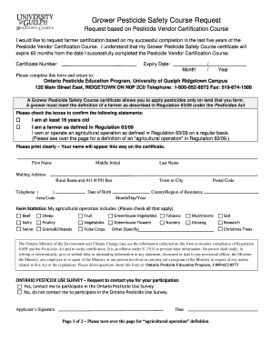 Grower Pesticide Safety Course Request