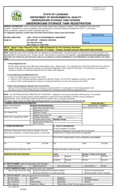 Louisiana Underground Storage Tank Registration Form