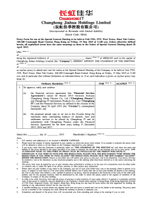 Proxy Form for Special General Meeting