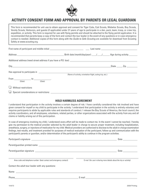 Boy Scouts Activity Consent Form