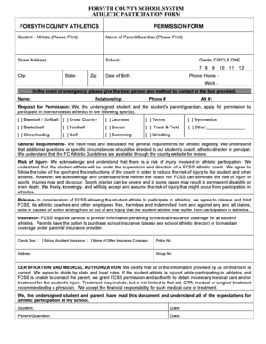 Forsyth County Athletics Permission Form