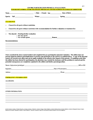 CIF Pre-Participation Physical Evaluation