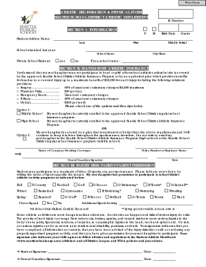 Seattle School District Athletic Registration & Physical Form