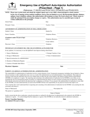 Emergency EpiPen Authorization Form