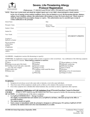 Severe Life-Threatening Allergy Protocol Registration