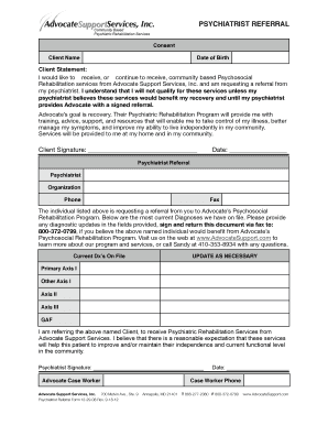Psychiatrist Referral Consent Form