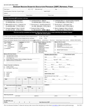 Durham Region Diabetes Education Program Referral Form