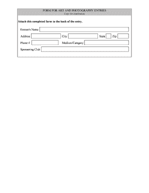 Art and Photography Entry Form