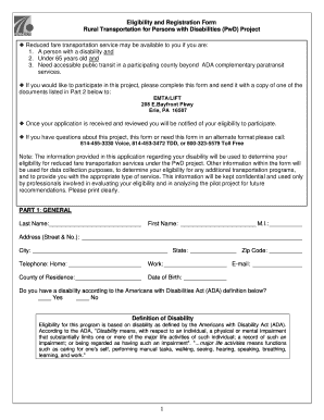 Rural Transportation Eligibility Form for Persons with Disabilities