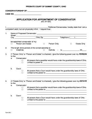 Ohio Conservatorship Application