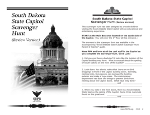 South Dakota State Capitol Scavenger Hunt
