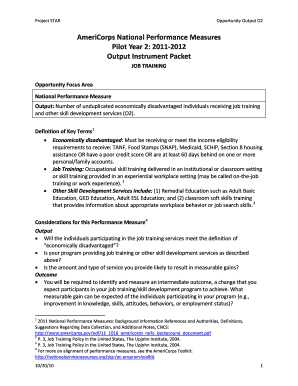 AmeriCorps Job Training Output Form