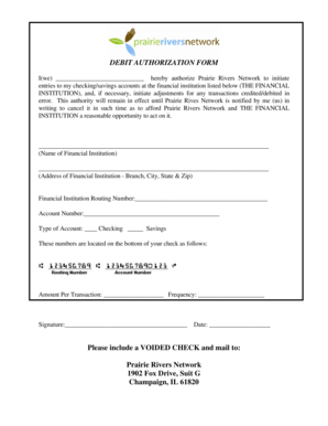 Debit Authorization Form