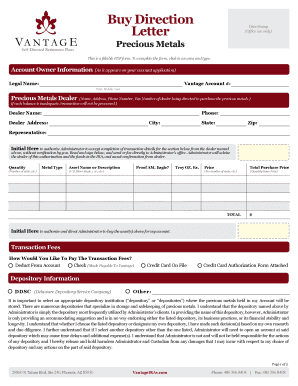 Buy Direction Letter for Precious Metals