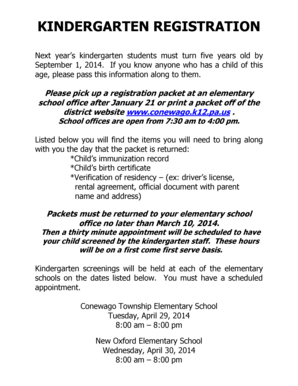 Kindergarten Registration Form