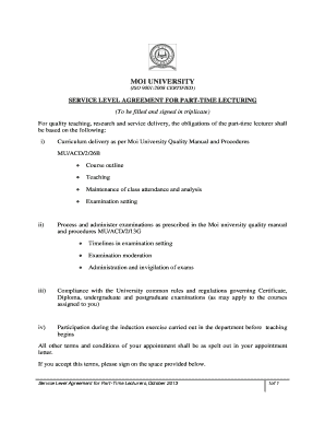 Service Level Agreement for Part-Time Lecturers - Moi University