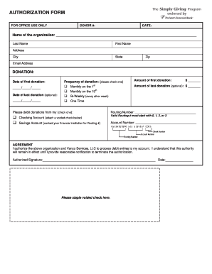 Donation Authorization Form