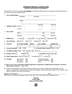 Boston Metrolist Rental Listing Form