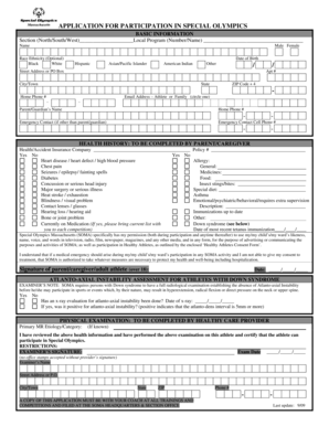 Special Olympics Participation Application