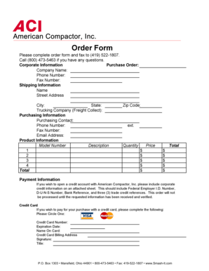 American Compactor Order Form