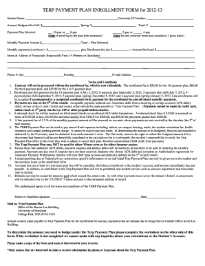 TERP Payment Plan Enrollment Form
