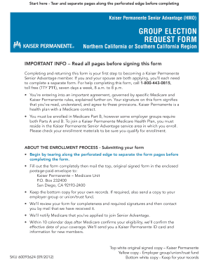 Kaiser Permanente Senior Advantage Group Election Request Form