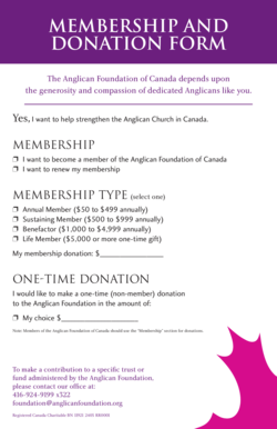 Anglican Foundation of Canada Membership and Donation Form